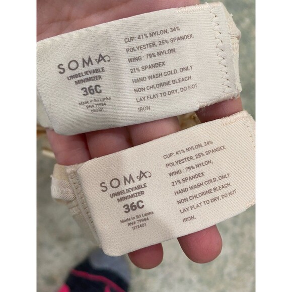 LOT (4) Soma Size 36C Unlined Perfect Coverage & Unbelievable Minimizer Bras - Picture 7 of 11